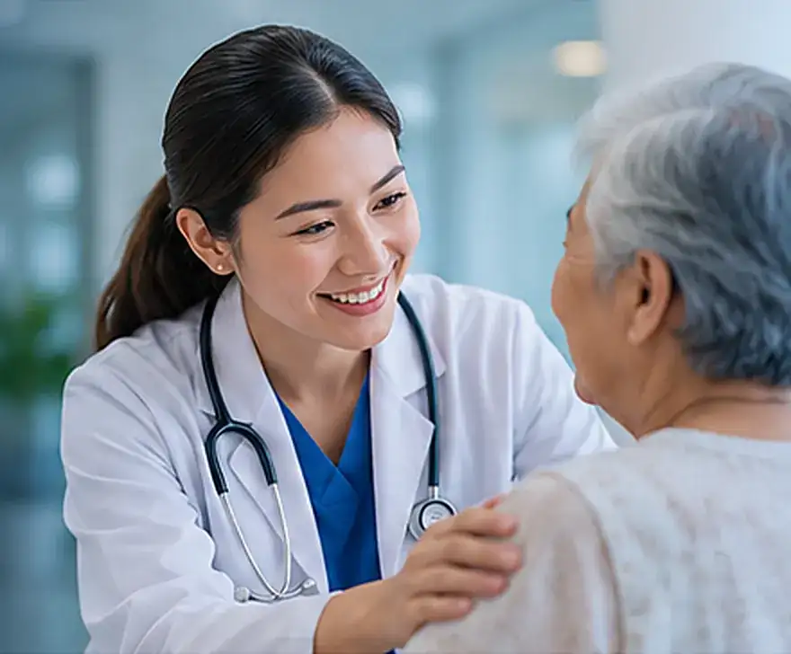 Doctor caring for an elderly patient